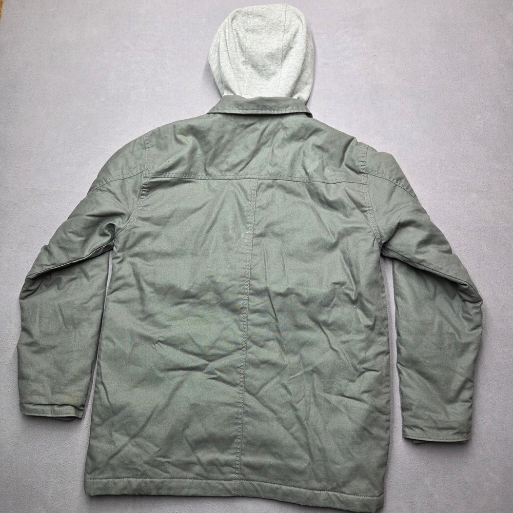 Wrangler Workwear Mens Hooded Canvas Jacket Olive Green Quilted Lined Medium - Picture 12 of 12